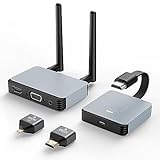 Wireless HDMI Transmitter and Receiver, Wireless HDMI Extender, Wireless HDMI Adapter Plug & Play 2.4/5GHz Streaming Video/Audio from Laptop, PC to HDTV/Projector/Monitor