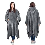 Catalonia Hooded Wearable Blanket Poncho for Adult Women Men, Fleece Wrap Blanket Cape with Hood | Warm, Soft, Cozy, Snuggly | Comfort Gift, No Sleeves