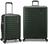 Traveler's Choice Archer Polycarbonate Hardside Spinner Luggage Set, Tie Down Straps ,Green, 2-Piece