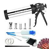 GGYCASE Large Capacity Stainless Steel Jerky Gun Kits, Sausage Stuffer Machine, Meat Gun, Beef Jerky Maker with 5 Stainless Nozzles 3 Brushes