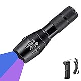 PROFORUS UV Flashlights Rechargeable, Ultraviolet Flashlight 365nm & 395nm Double UV Light Source Blacklight Flashlight Torch 2 in 1 Zoomable for Detect Pet Urine Stains Scorpions Art Photography