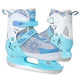 Nattork Adjustable Ice Skates, Blue Ice Skating Shoes for Kids, Boys and Girls, Hockey Lace-Up Skates - Soft Padding and Reinforced Ankle Support with 4 Sizes Adjustments