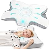 Pulatree Cervical Pillow for Neck Pain Relief, Cradle Design Odorless Contour Memory Foam Pillows, Orthopedic Bed Pillows for Sleeping Softcase Ergonomic Support for Side Back Stomach Sleepers (Queen)