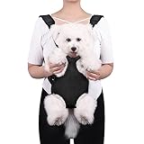Pet Dog Carrier Backpack, Adjustable Pet Front Carrier, Legs Out Hands-Free Travel Backpack for Traveling Hiking Camping for Small Dogs Cats Rabbits(Black, Small)