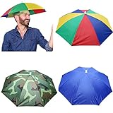 3 Pack Umbrella Hat, Sports Head Umbrella Hats for Adult Women, 26' Diameter Folding Waterproof Rainbow Fishing Headwear for Outdoor Party Beach Hiking