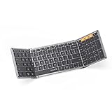 ProtoArc Foldable Bluetooth Keyboard, XK01 Full Size Folding Wireless Keyboard with Number Pad, Slim Portable Travel Keyboard for Windows iOS Android Tablets, Laptops, iPad, iPhone (Space Gray)
