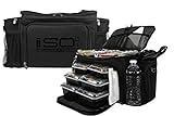 Meal Prep Lunch Box ISOBAG - Large Insulated 6 Meal Prep Bag/Cooler with 12 Containers, 3 Ice Packs & Shoulder Strap (Blackout) - Made in USA