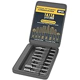 8PC Carbide Burr Set 1/4' Shank, Tungsten Double Cut Rotary Die Grinder Bits - Cutting Burrs for Milwaukee, Dewalt and Die Grinder Accessories - Wood Carving Metal Working - Free Screw Extractor Kit