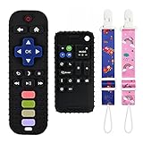 Andywoo Teething Toys for Babies 0-6 Months 6-12 Months, Baby Teething Remote Control Teether Toys, Cell Phone Teether for Babies, Chew Toy for Baby, Silicone Sensory Baby Teethers Toys - Black