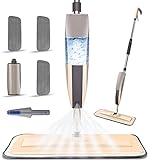 Microfiber Spray Mop for Floor Cleaning, Dry Wet Wood Floor Mop with 3 pcs Washable Pads, Handle Flat Mop with Sprayer for Kitchen Wood Floor Hardwood Laminate Ceramic Tiles Dust