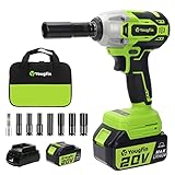 Yougfin Cordless Impact Wrench, 20V Power Impact Wrench Kit, Brushless High Torque Electric Impact Driver Set 320N.M, 2 Variable Speed Mode, 4.0Ah Li-ion Battery & Fast Charger (1/2 Inch)