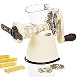 LURCH Germany Cookie Biscuit Maker with Meat Grinder Attachment | Hand Crank Driven Cookie, Churros, Sausage, Ground Meat Machine | Easy to Clean - Aubergine/Cream White