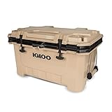 Igloo IMX 70 Quart Lockable Insulated Ice Chest Roto-Molded Cooler with Carry Handles, Tan