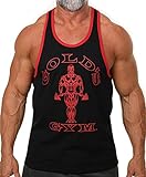 Gold's Gym Tank Top Ringer - Official Licensed - RT-1 (XXL, Black/Red)