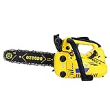 QZTODO Top-Handle-Chainsaw-Gas-Powered - 12 Inch Chain Saws, Portable Little Saw Lightweight 25.4CC 2-Stroke for Trees Wood Cutting