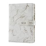 WIOR Journal Notebook, A5 Daily Journal Marble Diary with Lock for Girls PU Leather Diary with Combination Lock Diary Lock for Women Teenagers Kids 192 Pages (3 Digit)