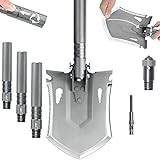 iunio Survival Folding Shovel with Handle Lock Design, Portable Entrenching Tool, Foldable Camping Multitool, Tactical Collapsible Spade for Hiking, Backpacking, Offroading, Car Emergency (Gray)