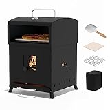 Amopatio 4-in-1 Pizza Oven Outdoor, Wood Fired 2-Layer Pizza Maker with Cover, Water-Proof & Rustproof Outdoor Pizza Oven, Detachable Grill, Portable Pizza Ovens for Outside, Backyard, Party, Camping