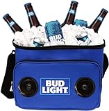 Bud Light Soft Cooler Bluetooth Speaker Portable Travel Cooler with Built in Speakers BudLight Wireless Speaker Cool Ice Pack Cold Beer Stereo for Apple iPhone, Samsung Galaxy