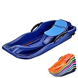 Snow Sled Plastic Toboggan Downhill Pull Sled with Brakes Pulling Rope and Two Handles,Sledding Board for Unisex Kids Adults,Suitable for Outdoor Skiing,Grass Sliding, Sand Boarding (Blue)