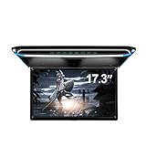 17.3' Car Overhead Flip Down Monitor Screen Dispaly 1080P Video HD Digital TFT Wide Screen Ultra-Thin Mounted Roof Player HDMI IR FM USB SD
