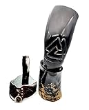 Genuine Ox Wine/Mead Drinking Odin engraved Horn Medieval Viking Cup - Authentic Medieval Inspired Mug with stand and holster by Vikings Valhalla
