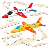 Fennoral 12 Pack Wooden Airplane Craft for Kids Make Your Own 3D Airplane kit for Boys Girls DIY Paint Wood Planes for School Art Activity Kids Birthday Gifts