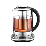 Mecity Electric Glass Tea Maker With Temperature Control and Infuser - LCD Display and Preset Brewing Programs - 1.7L Water Boiler