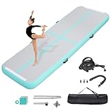 KIKILIVE Inflatable Air Gymnastics Tumbling Mat 10ft, Air Tumble Track Mat 4 inches Thickness with Electric Air Pump for Home Use/Training/Cheerleading/Yoga/Water/Beach/Park