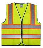 GripGlo Reflective Safety Vest, Bright Neon Color w/2” Reflective Strips - Orange Trim - Zipper Front, for Super Safe Maximum Visibility Safety Vest - Safety Vests Reflective meets ANSI/ISEA Class 2