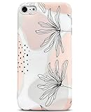 J.west iPod Touch 7 Case, iPod Touch 6 & 5 Case,Soft Boho Case with Floral Pattern Case Cover Modern Slim Silicone Bumper Shell Case Geo Line Plant Flowers Case for iPod Touch 5th 6th 7th Generation