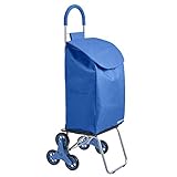 Amazon Basics Folding Stair Climber Shopping Cart Converts into Dolly, 44 inch Handle Height, Blue