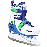 Xino Sports Adjustable Ice Skates - for Girls and Boys, Two Awesome Colors - Blue and Pink, Soft Padding and Reinforced Ankle Support, Fun to Skate!… (Blue, Small - Toddler (10-13))