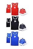 Prime Sports Kids Boxing Uniform Set Top & Shorts 2 Pcs Top and shorts Boxing Clothes for Kids Boys/Girls Satin Fabric For 03 to 14 Years (5-6 Years, Black)
