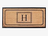 A1HC Natural Coir Monogrammed Door Mat For Front Door, 24'x48', Anti-Shed Treated Durable Doormat for Outdoor Entrance, Heavy Duty, Low Profile, Easy to Clean, Long Lasting Front Porch Entry Rug