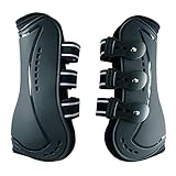 Wandrola Horse Boots Open Front Jumping Tendon Sport Boots, Secure Leg Protection, Classic Equine Supplies (Black, M)