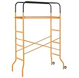 HOMCOM 4-Step Steel 3.8 x 2 x 6 ft. Scaffold 2 Wheels Free Moving for Indoor & Outdoor Decoration Anti-Skid, 440 Pound Capacity