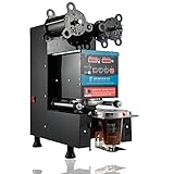 Marada Cup Sealing Machine Full Automatic Bubble Tea Cup Sealing Machine With Digital LED Panel 90/95mm Electric Cup Sealer Machine 500-650 Cups/H for Bubble Milk Tea Coffee Smoothies Sealer (Black)