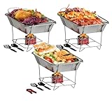 Alpha Living Disposable Chafing Dish Buffet Set, Food Warmers for Parties, 6hr Fuel Cans Complete Set, Half Size Pans, Warming Trays (3 Pack)