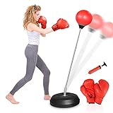 ELEMARA Punching Bag with Stand for Adults Kids, Boxing Bag Plus Boxing Gloves, Height Adjustable Reflex Speed Bag with Stand