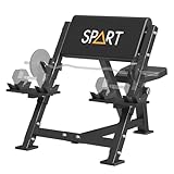 SPART Preacher Curl Bench, Seated Arm Isolated Barbell Dumbbell Bicep Station, Bicep Curl Machine with Bar Holder & Dumbbell Holder for Arm Curl Strength Training Home Gym, Black