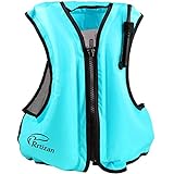 Rrtizan Swim Vest for Adults, Buoyancy Aid Swim Jackets - Portable Inflatable Snorkel Vest for Swimming, Snorkeling, Kayaking, Paddle Boating and Other Low Impact Water Sports Safety(Blue)