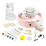 Mini Pottery Wheel Kit - 6' Pottery Wheel for Kids, Teens & Adults Beginners, 2 Lb Air Dry Clay & 18PCS Clay Tools Included, Crafts for Home DIY, Ceramic Work & Art Creatio-Pink