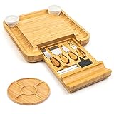 SMIRLY Cheese Board and Knife Set - Charcuterie Board Set, Bamboo Cheese Board Set - Wine, Meat, Cheese Platter - Housewarming Gift for Women, Wedding & Anniversary Gift for Couple, Bridal Shower Gift