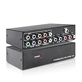 2-Way Component Video Splitter 1 in 2 Out, BolAAzuL 1x2 YPbPr RCA Component AV Splitter Selector Converter, HDTV Video Audio Distribution 2 Port, Plug & Play, for Computers Video Scalars DVD VCR