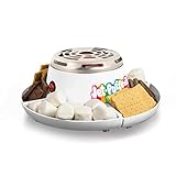 Nostalgia Jet-Puffed Indoor Electric Stainless Steel S'mores Maker with 4 Compartment Trays for Graham Crackers, Chocolate, Marshmallows and 2 Roasting Forks, White
