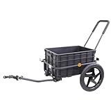 Xspec 2-in-1 Bike Cargo Trailer Pushcart, Bicycle Trailer with Removable Box and Waterproof Cover, Black, Pushcart Stroller with Tow Hitch and Removable Handlebar