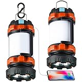 2 Pack Camping Lantern, Outdoor Led Camping Lantern, Rechargeable Flashlights with 1000LM, 6 Modes, 4000mAh Power Bank, IPX5 Waterproof Portable Emergency Camping Light for Hurricane Survival Hiking