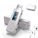 Bluetooth MP3 Player with USB and Clip, PECSU 32GB Lossless Audio Music Player with FM Radio, E-Book, Portable Music Player for Sports Running with Metal Body, One-Key Recording, USB Charging (White)