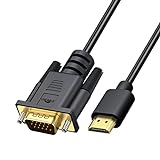 HDMI to VGA Cable, Gold-Plated Computer HDMI to VGA Monitor Cable Adapter 6 Feet Male to MaleCord for Computer, Desktop, Laptop, PC, Monitor, Projector, HDTV, and More (NOT Bidirectional) -1.83M